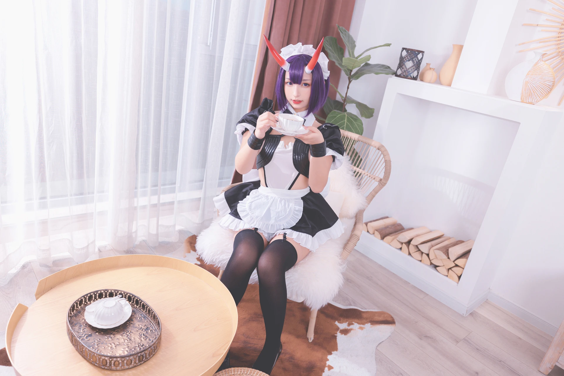 神楽坂真冬 第三季 序号5：《果実の酒気》酒吞cos [150P3V-752MB]内衣, 女仆, 神楽坂真冬, 美腿, 美足, 黑丝