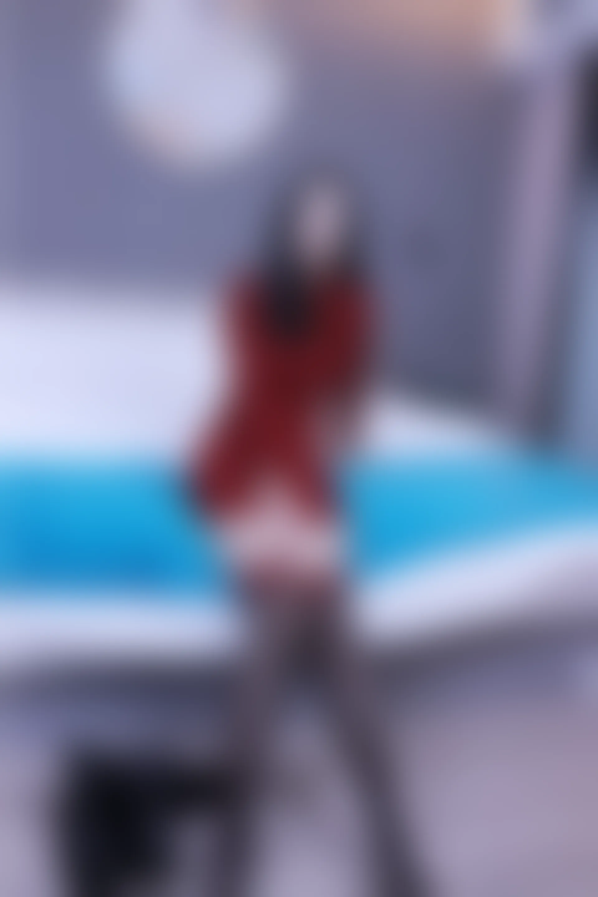 初夏女神 NO.017 依依~M码酒红连衣裙搭黑色长靴[140P-1V-6.76G]