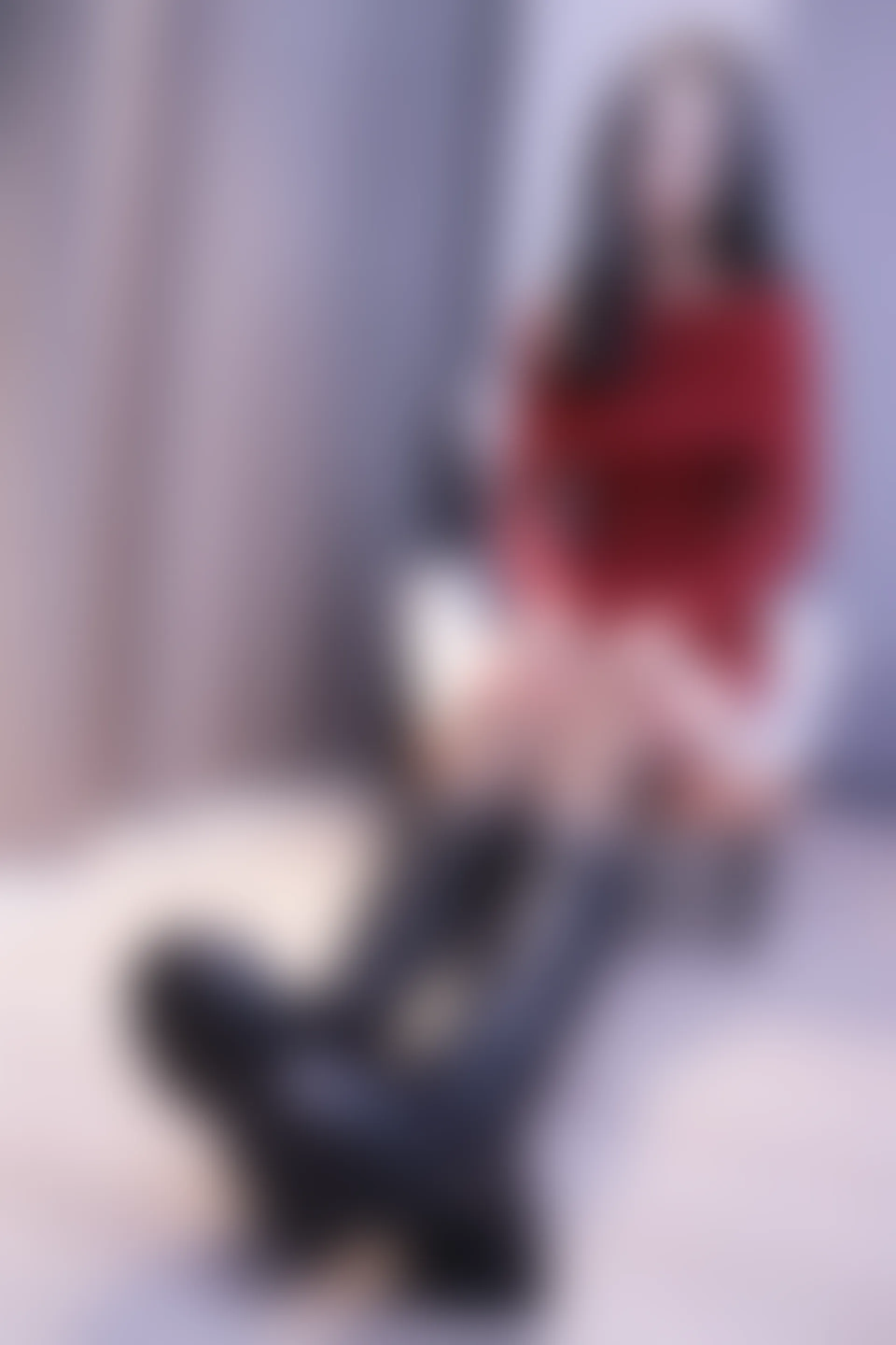 初夏女神 NO.017 依依~M码酒红连衣裙搭黑色长靴[140P-1V-6.76G]