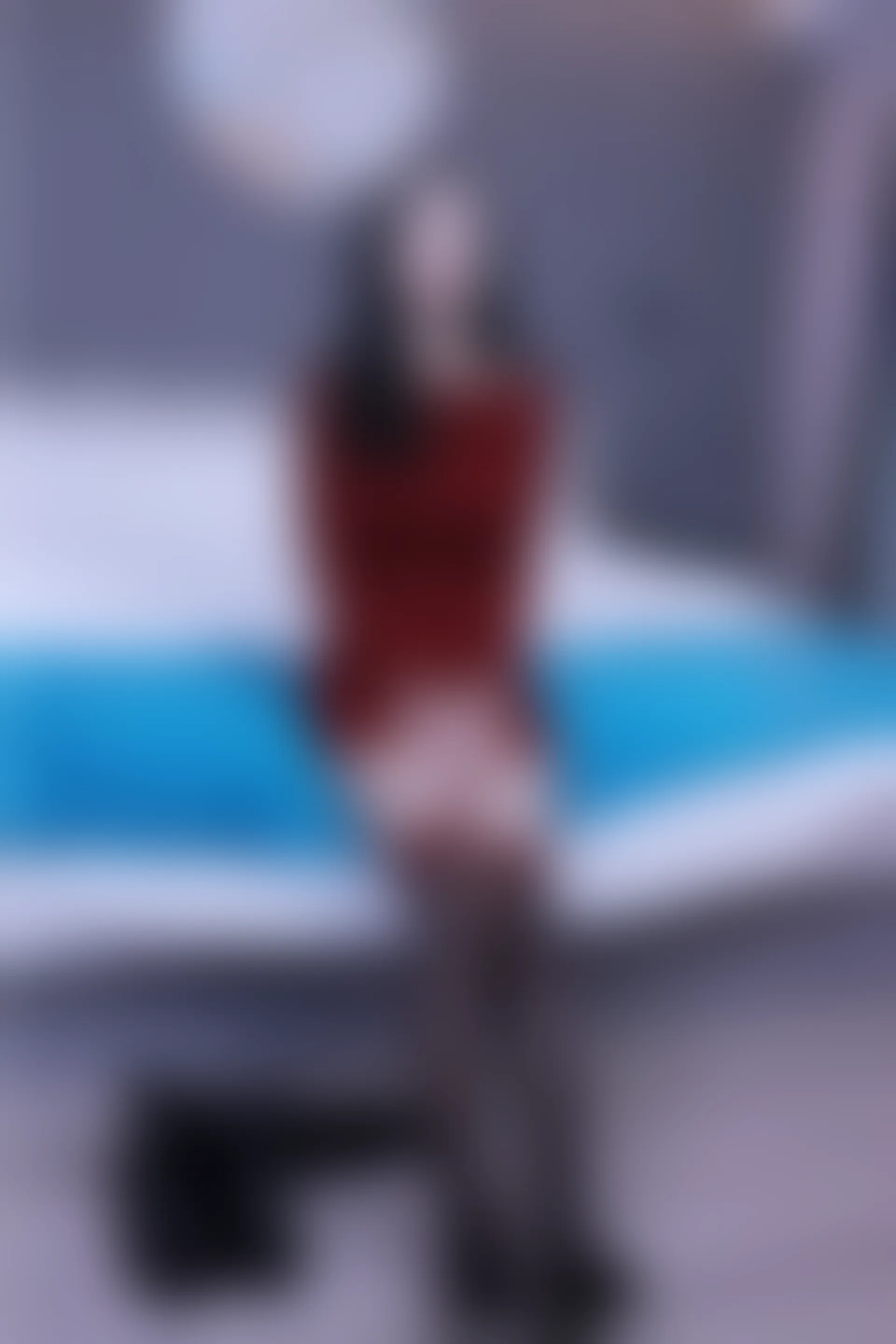 初夏女神 NO.017 依依~M码酒红连衣裙搭黑色长靴[140P-1V-6.76G]