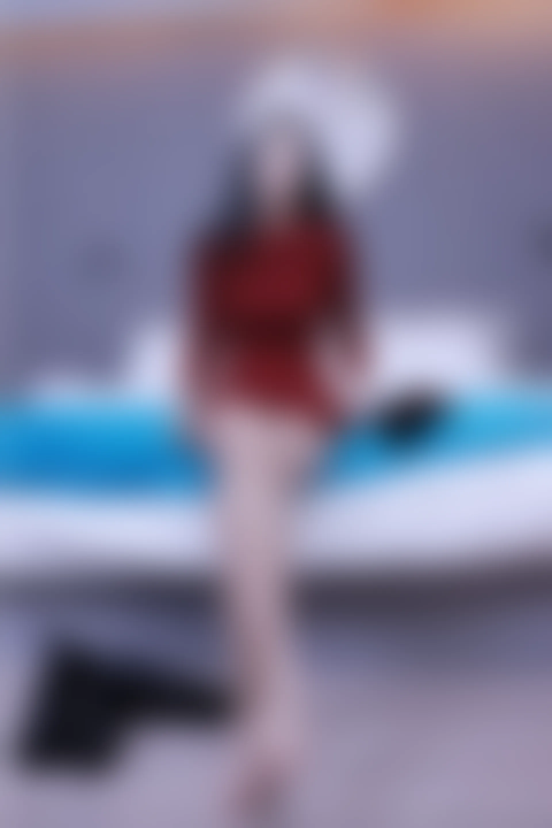 初夏女神 NO.017 依依~M码酒红连衣裙搭黑色长靴[140P-1V-6.76G]