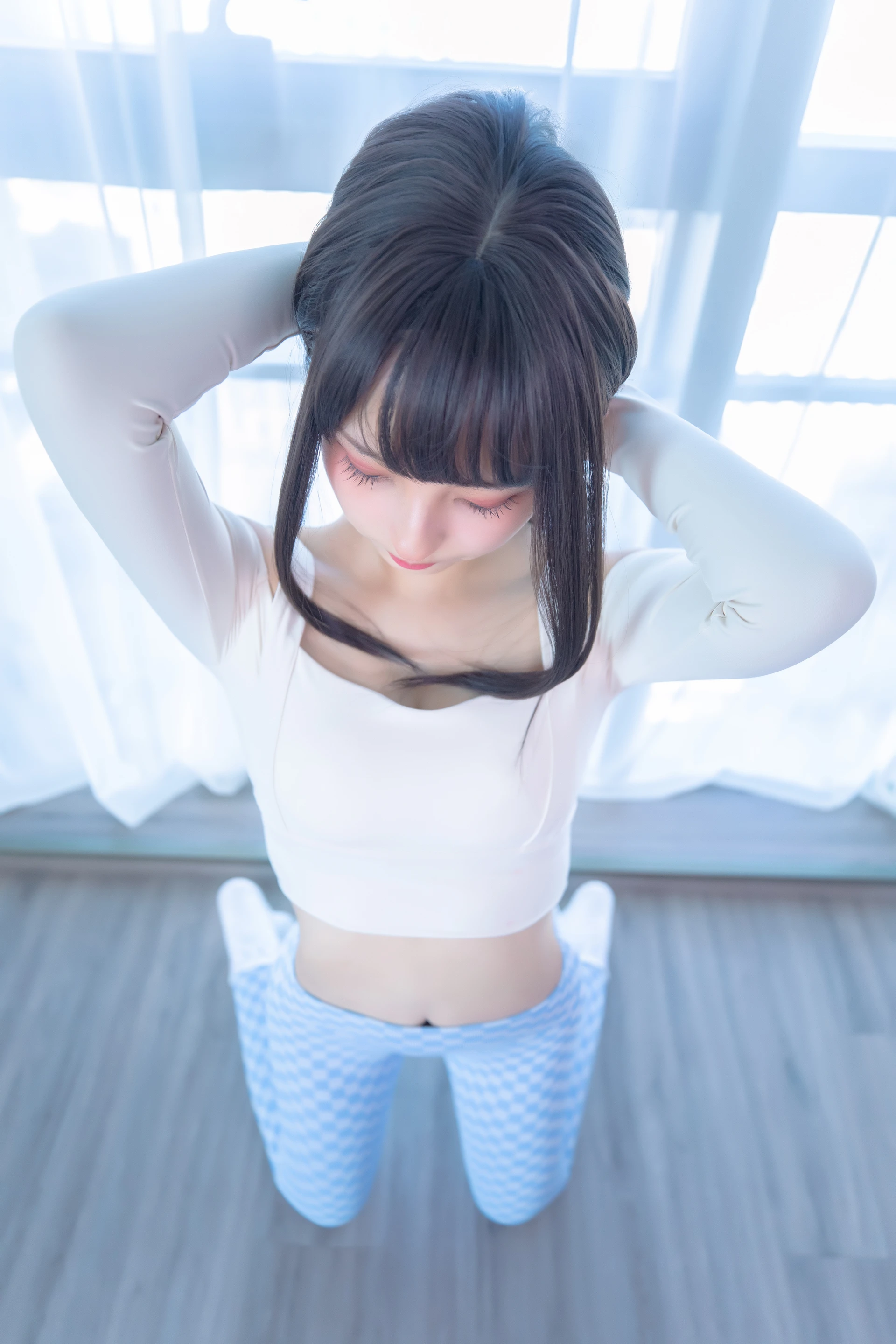 神楽坂真冬 第四季 序号7：《蓝白格》 [75P-170MB]内衣, 瑜伽服, 神楽坂真冬, 美腿, 美足