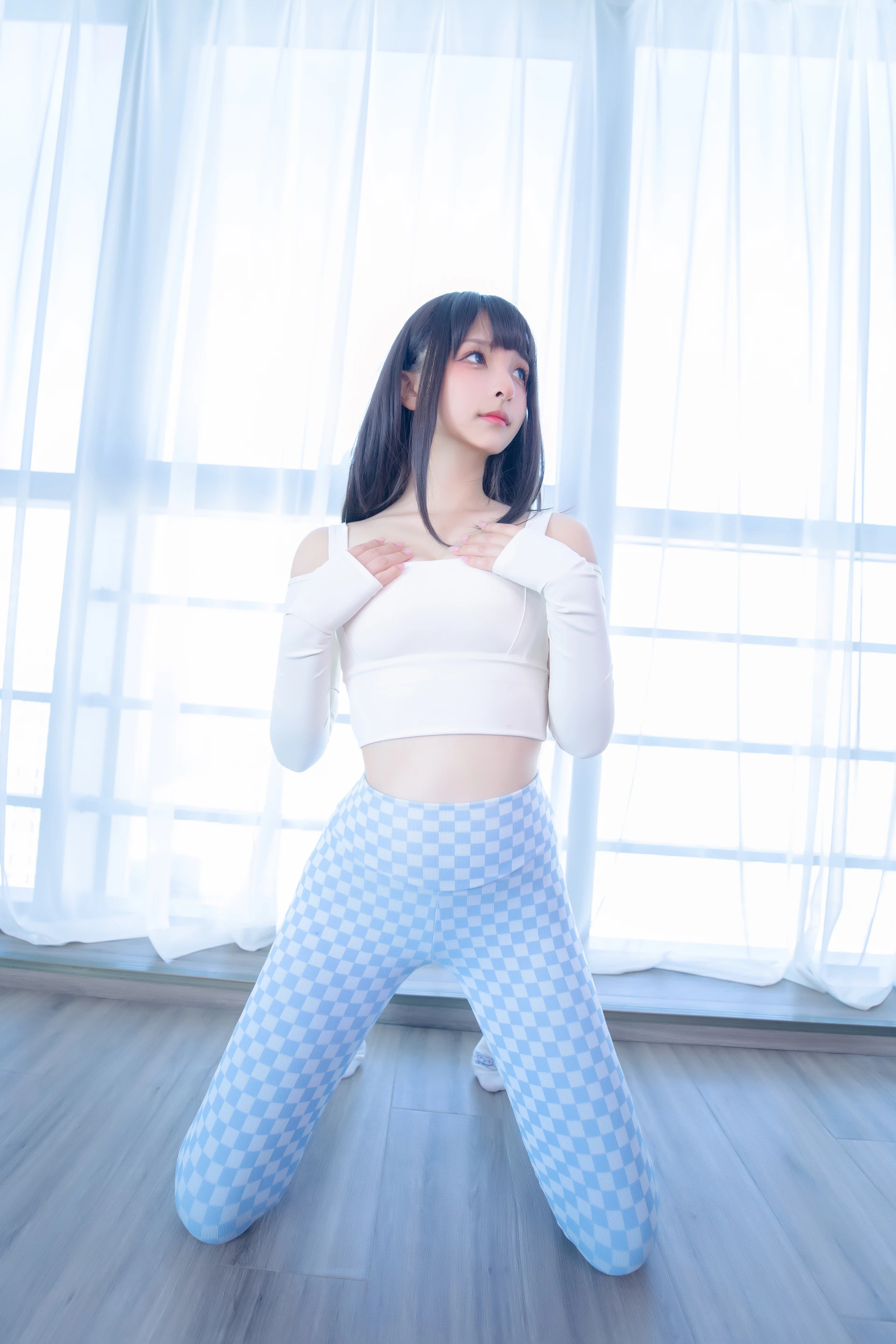 神楽坂真冬 第四季 序号7：《蓝白格》 [75P-170MB]内衣, 瑜伽服, 神楽坂真冬, 美腿, 美足