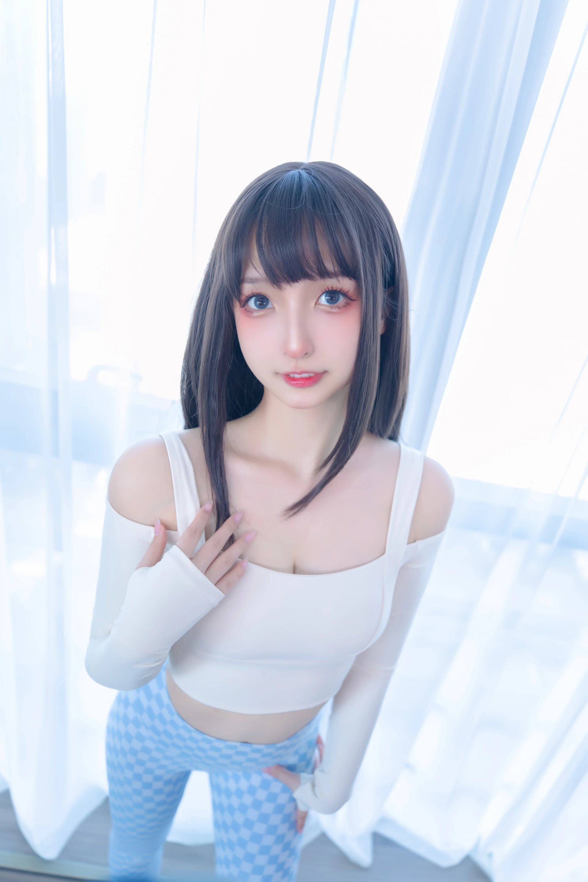 神楽坂真冬 第四季 序号7：《蓝白格》 [75P-170MB]内衣, 瑜伽服, 神楽坂真冬, 美腿, 美足