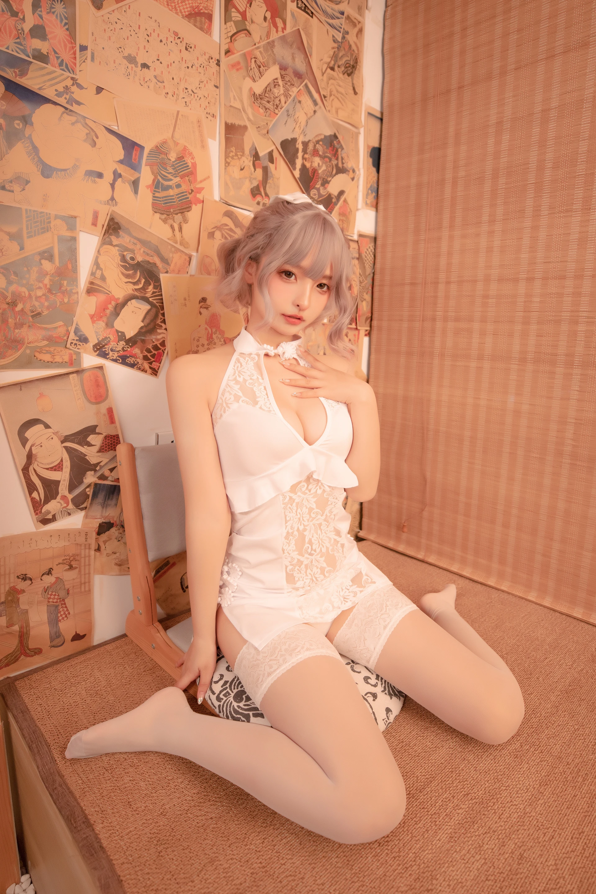 神楽坂真冬 第四季 序号3：《白旗袍》 [75P-251MB]内衣, 双马尾, 白丝, 神楽坂真冬, 美腿, 美足