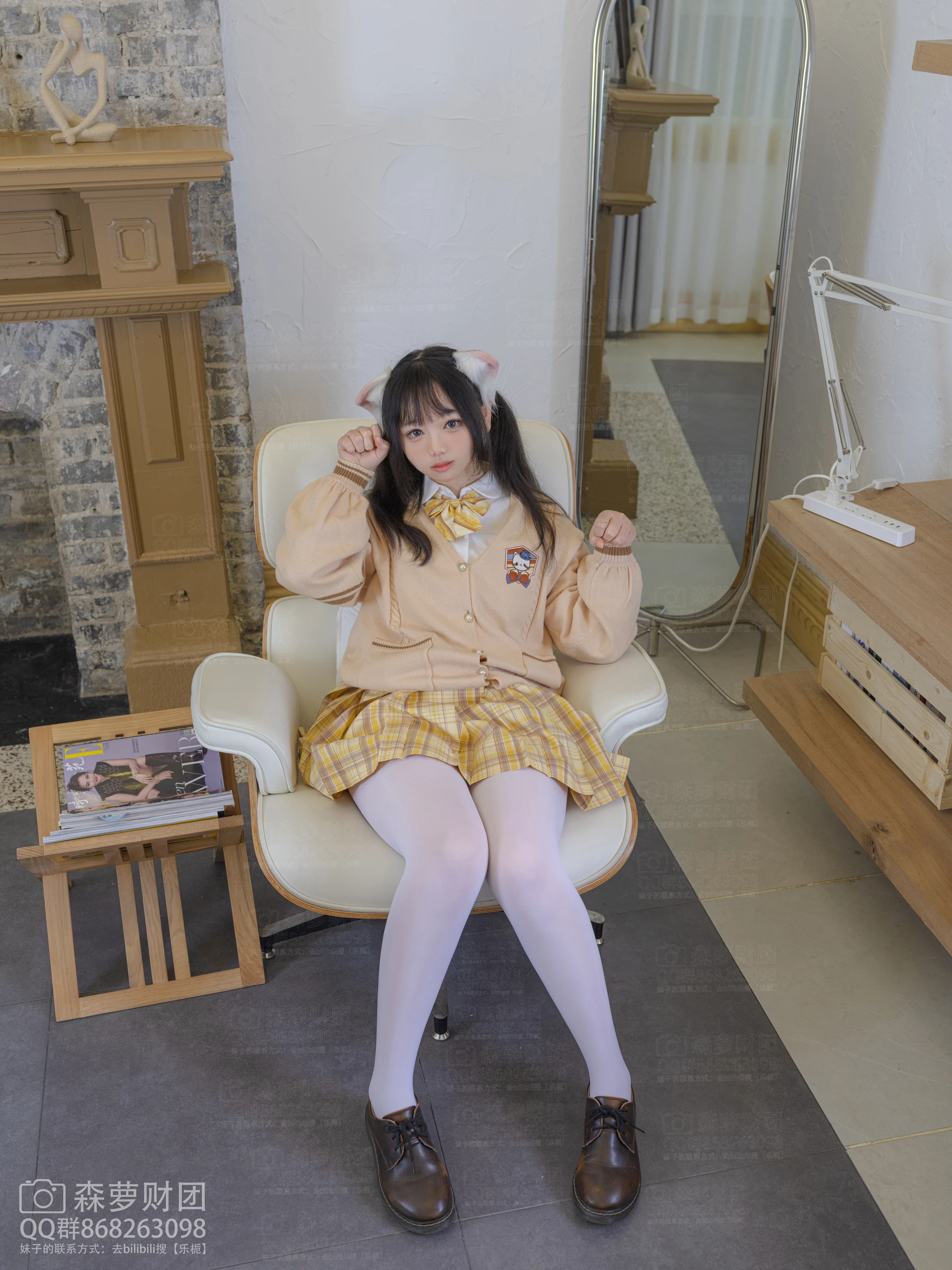 森萝财团 亿清-01 一亿像素 可爱猫耳白丝JK [68P1V-3.6G]