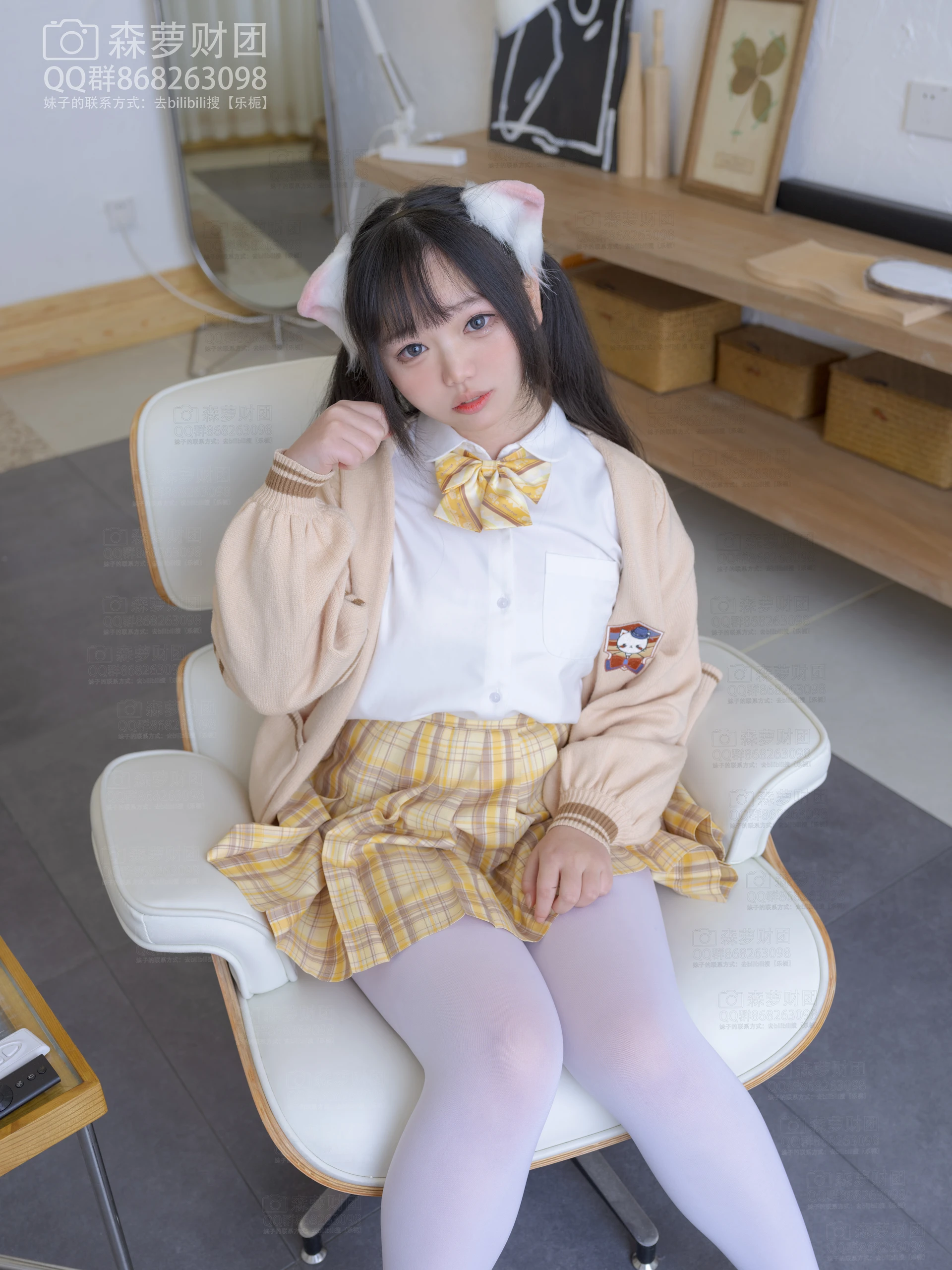森萝财团 亿清-01 一亿像素 可爱猫耳白丝JK [68P1V-3.6G]