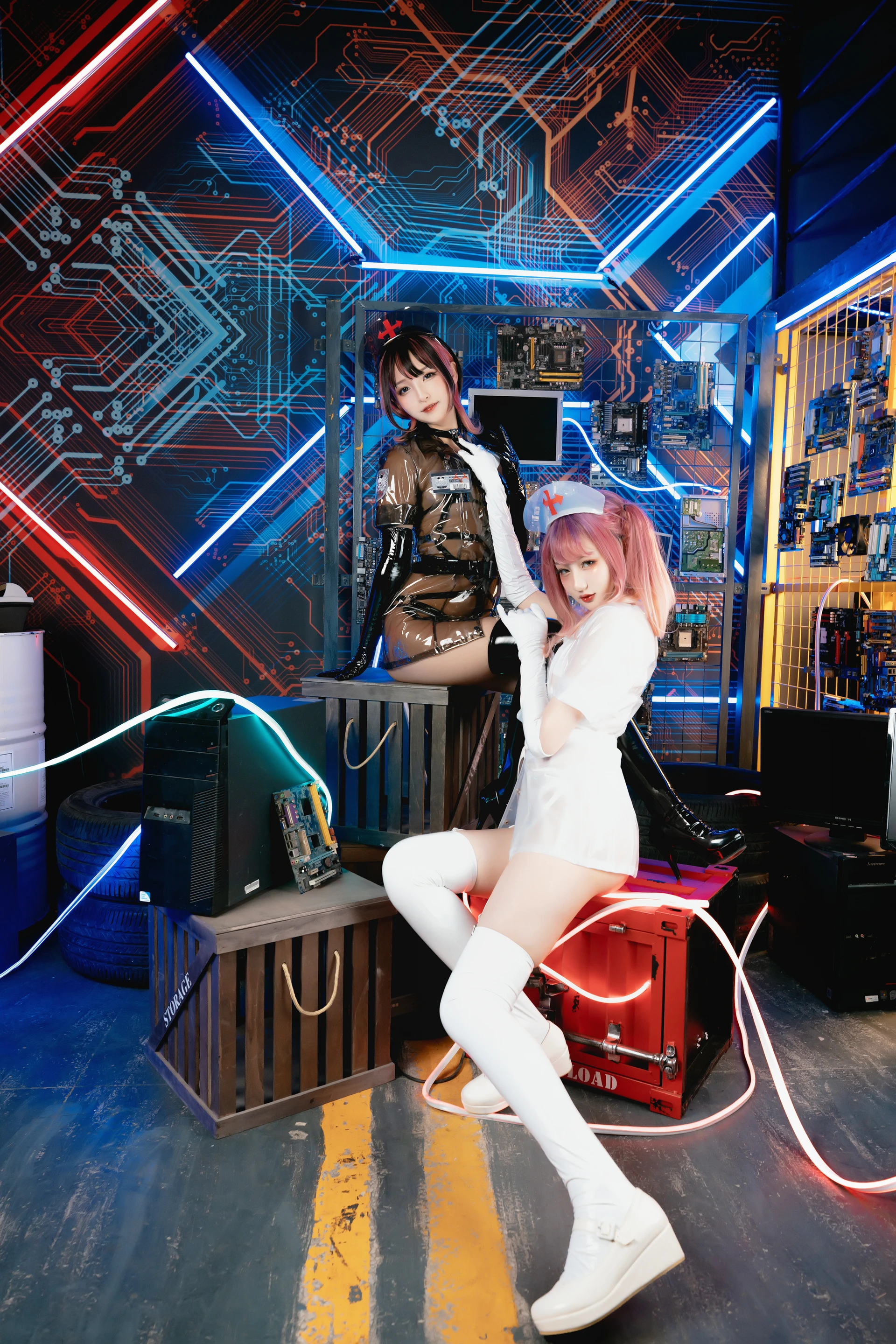 神楽坂真冬 第三季 序号1：《無色哲学》透明黑白护士双人 [150P3V-825MB]内衣, 双马尾, 护士, 神楽坂真冬, 美腿, 美足