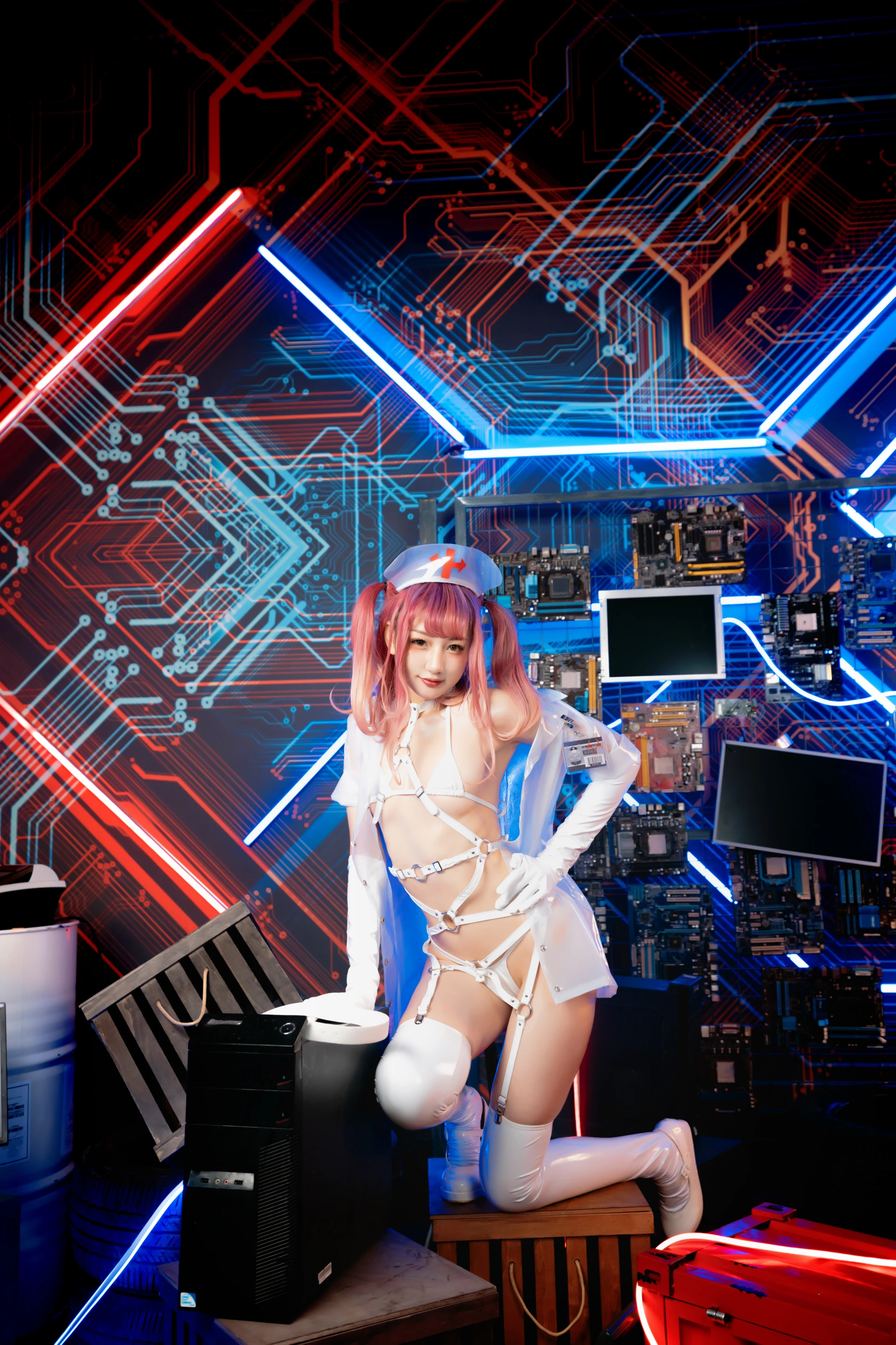 神楽坂真冬 第三季 序号1：《無色哲学》透明黑白护士双人 [150P3V-825MB]内衣, 双马尾, 护士, 神楽坂真冬, 美腿, 美足