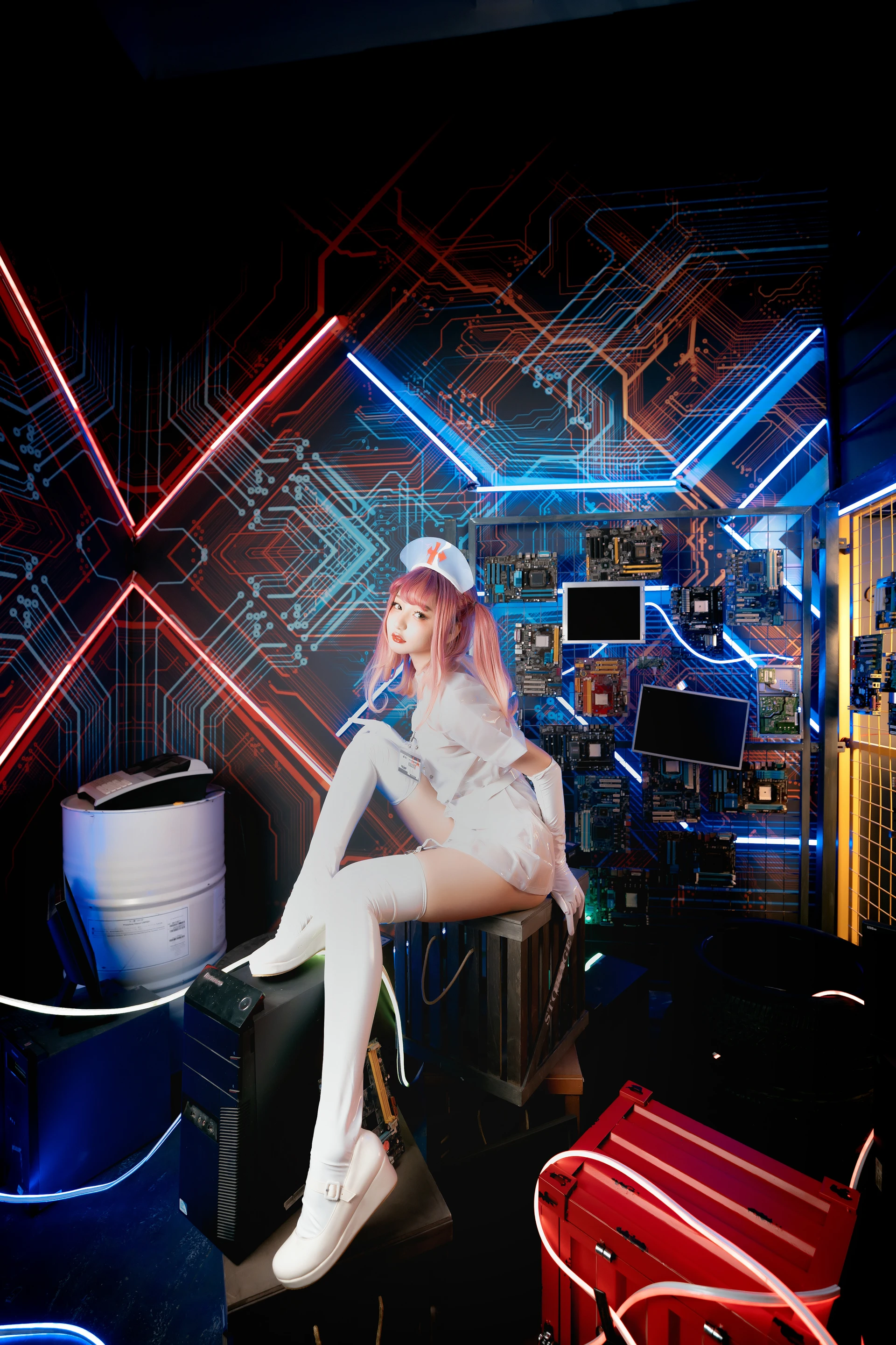 神楽坂真冬 第三季 序号1：《無色哲学》透明黑白护士双人 [150P3V-825MB]内衣, 双马尾, 护士, 神楽坂真冬, 美腿, 美足