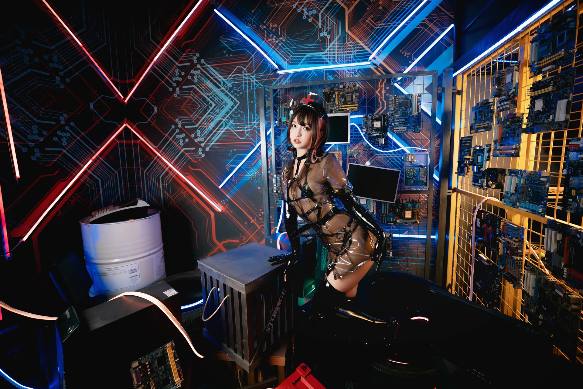 神楽坂真冬 第三季 序号1：《無色哲学》透明黑白护士双人 [150P3V-825MB]内衣, 双马尾, 护士, 神楽坂真冬, 美腿, 美足