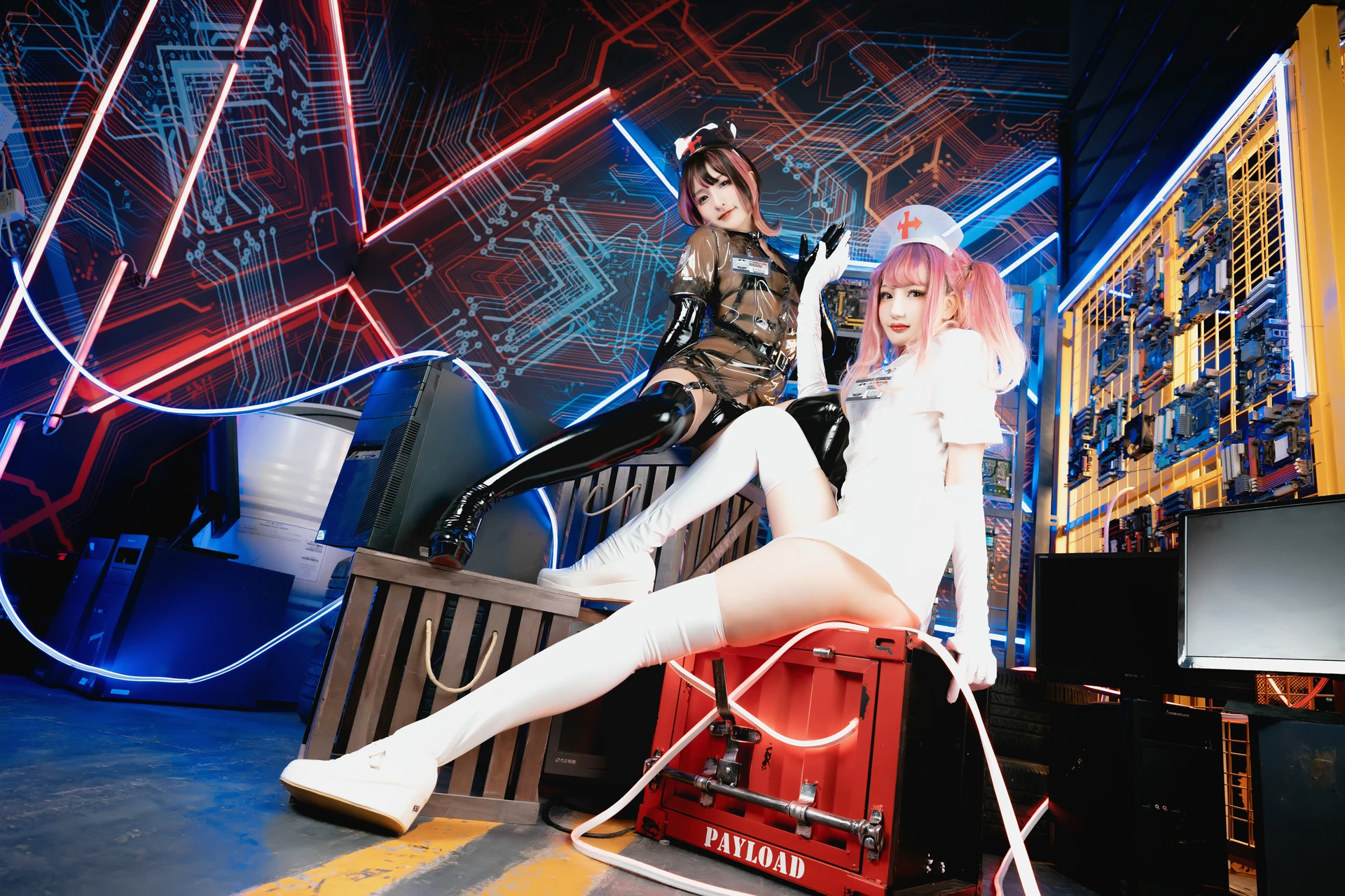 神楽坂真冬 第三季 序号1：《無色哲学》透明黑白护士双人 [150P3V-825MB]内衣, 双马尾, 护士, 神楽坂真冬, 美腿, 美足