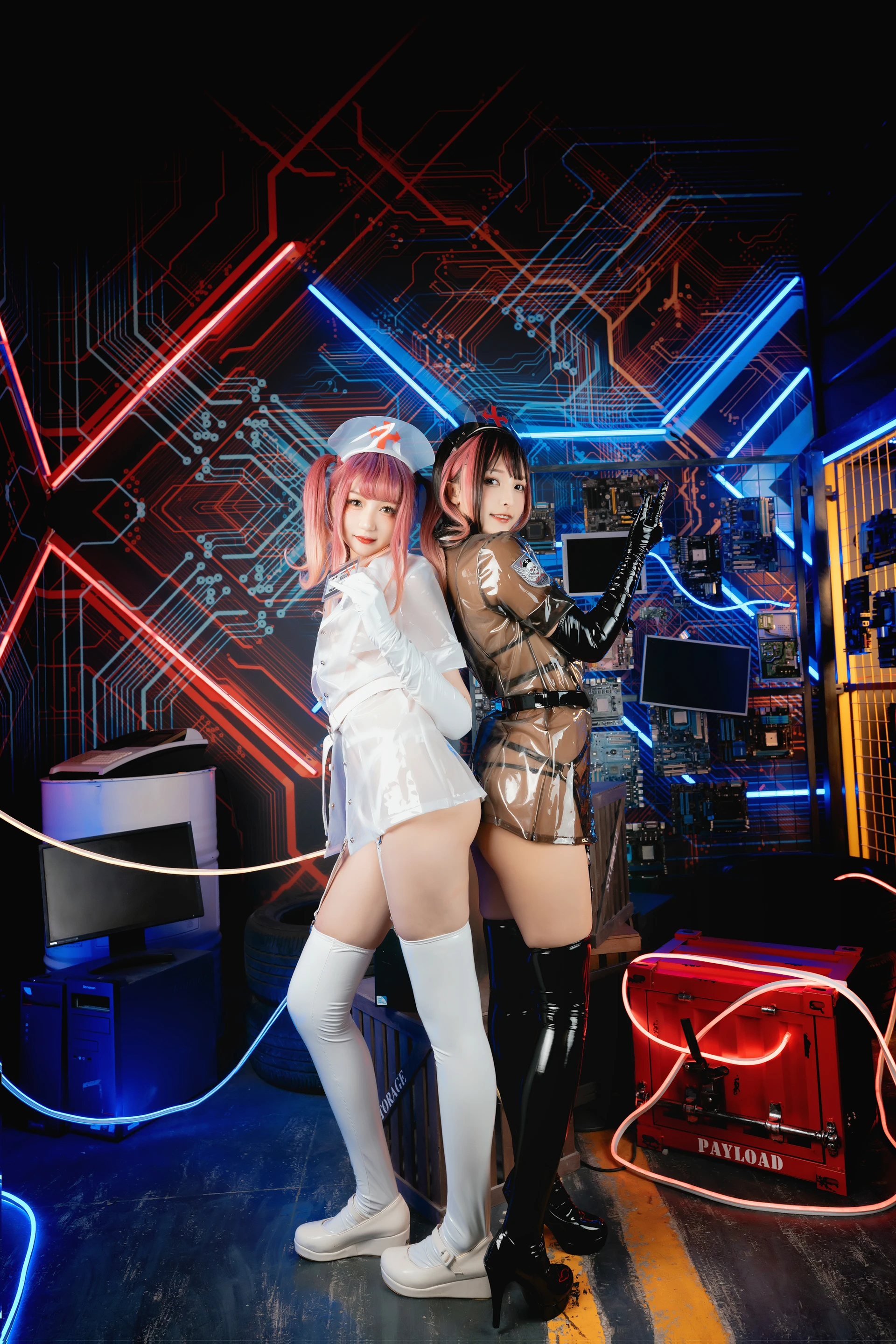 神楽坂真冬 第三季 序号1：《無色哲学》透明黑白护士双人 [150P3V-825MB]内衣, 双马尾, 护士, 神楽坂真冬, 美腿, 美足