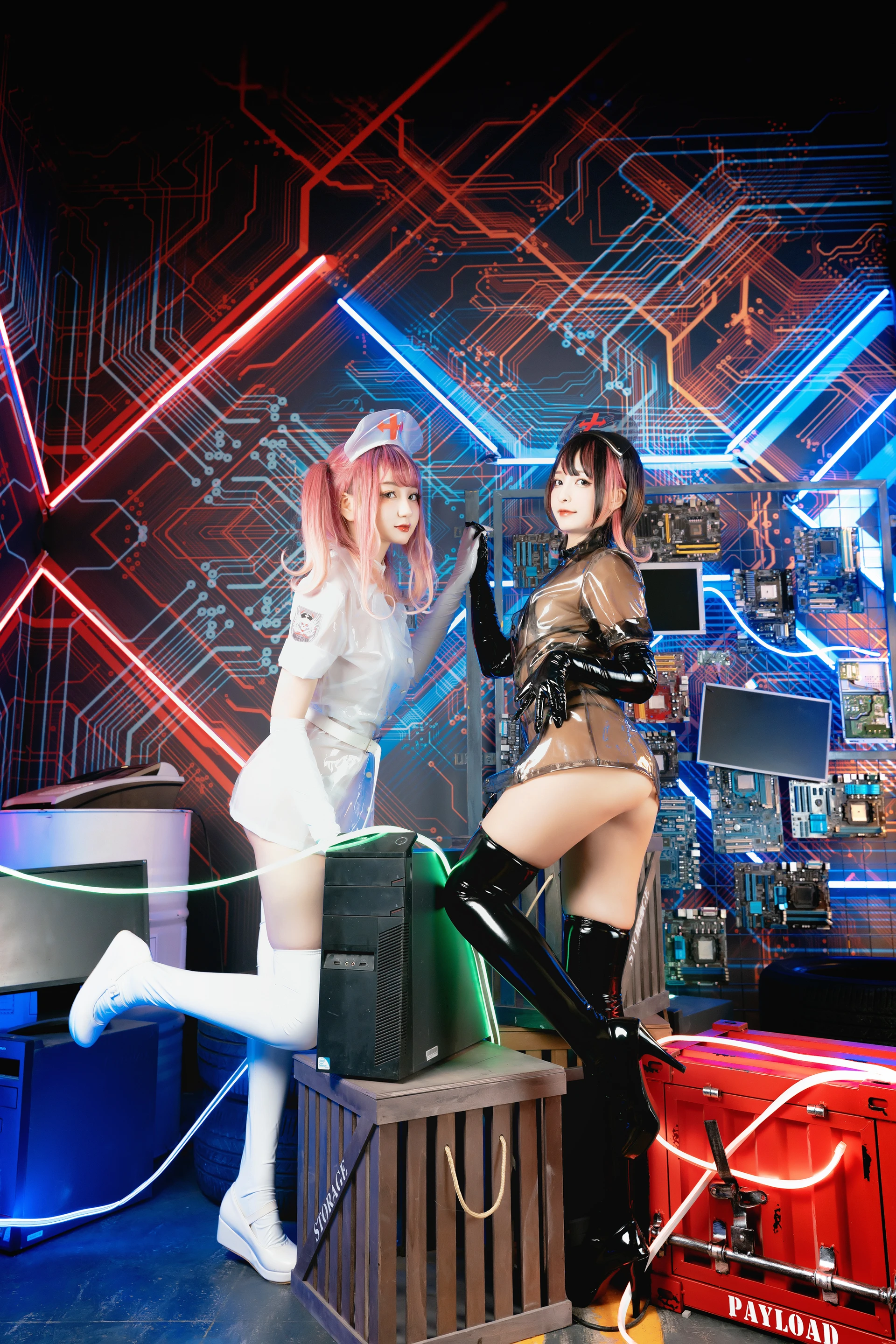 神楽坂真冬 第三季 序号1：《無色哲学》透明黑白护士双人 [150P3V-825MB]内衣, 双马尾, 护士, 神楽坂真冬, 美腿, 美足