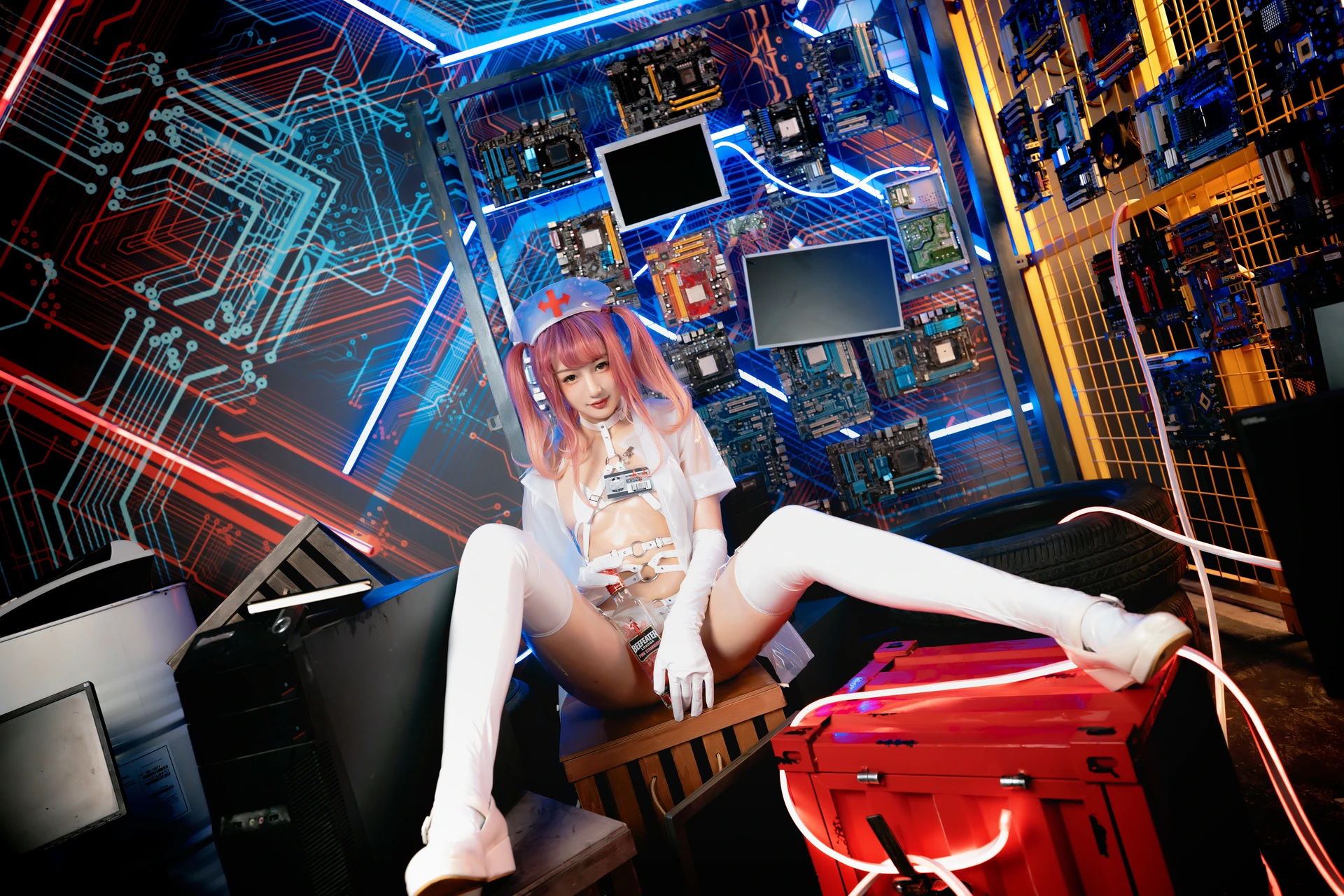 神楽坂真冬 第三季 序号1：《無色哲学》透明黑白护士双人 [150P3V-825MB]内衣, 双马尾, 护士, 神楽坂真冬, 美腿, 美足