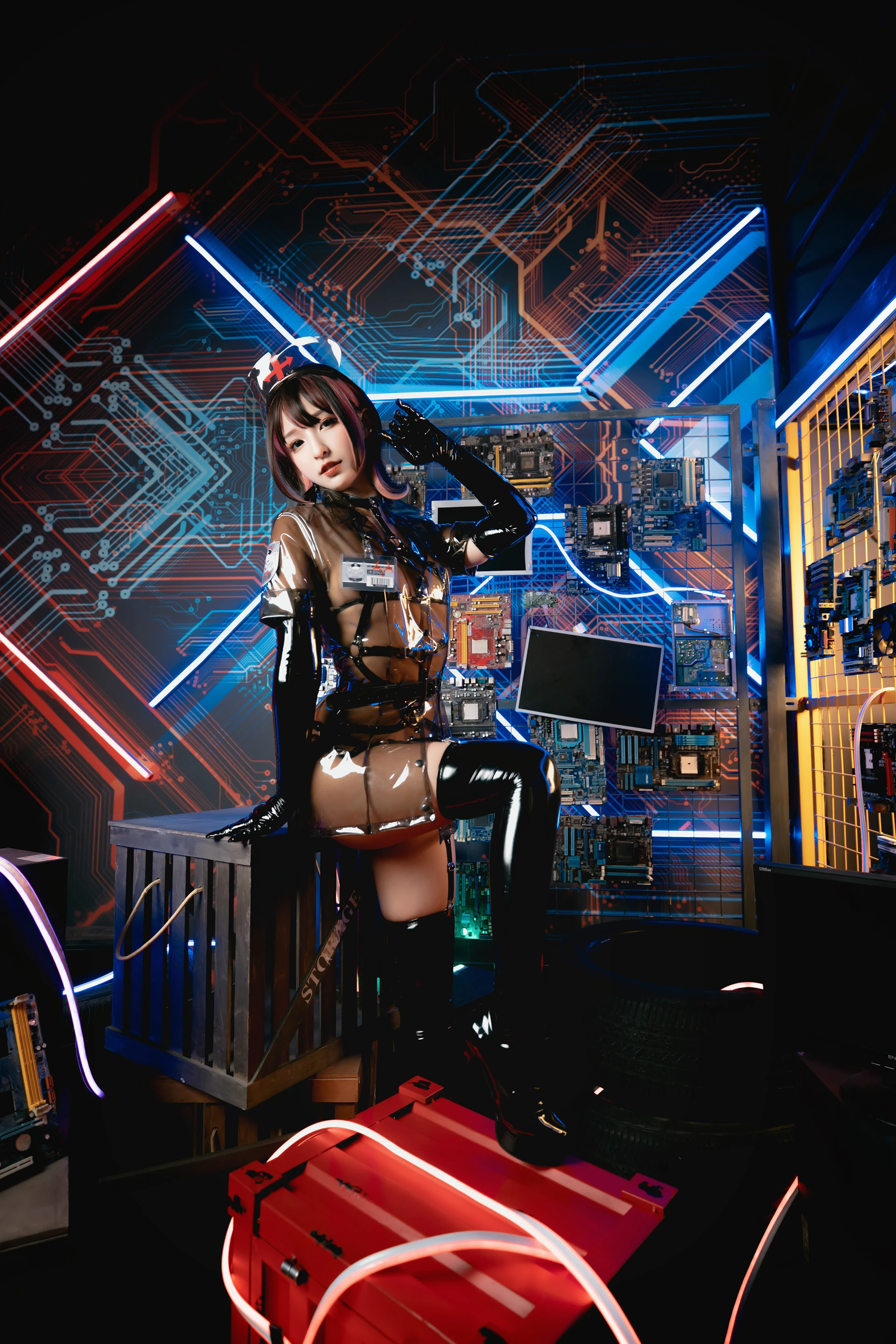 神楽坂真冬 第三季 序号1：《無色哲学》透明黑白护士双人 [150P3V-825MB]内衣, 双马尾, 护士, 神楽坂真冬, 美腿, 美足