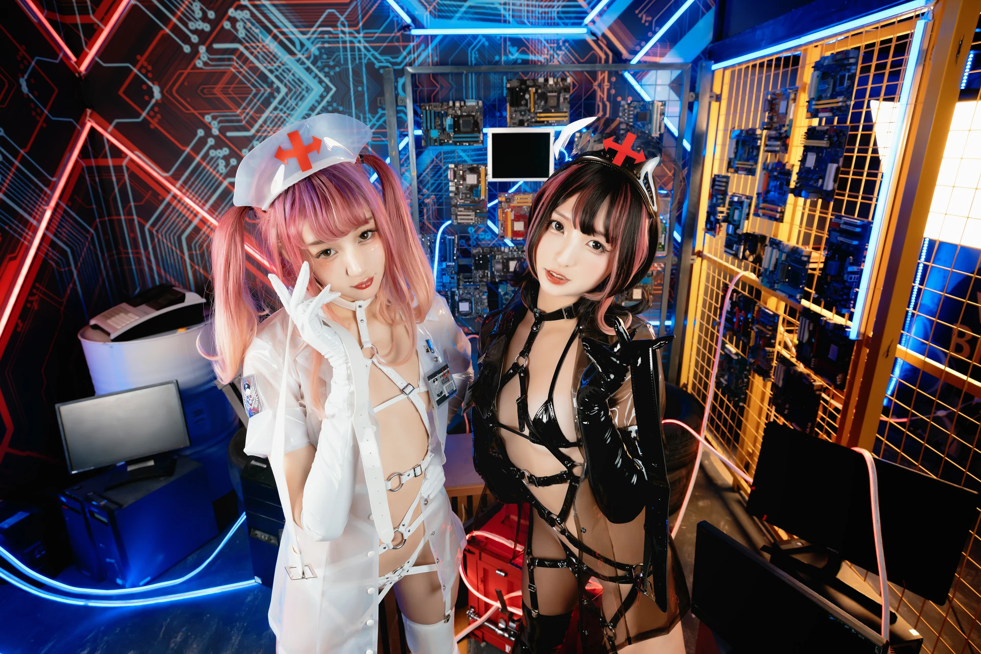 神楽坂真冬 第三季 序号1：《無色哲学》透明黑白护士双人 [150P3V-825MB]内衣, 双马尾, 护士, 神楽坂真冬, 美腿, 美足