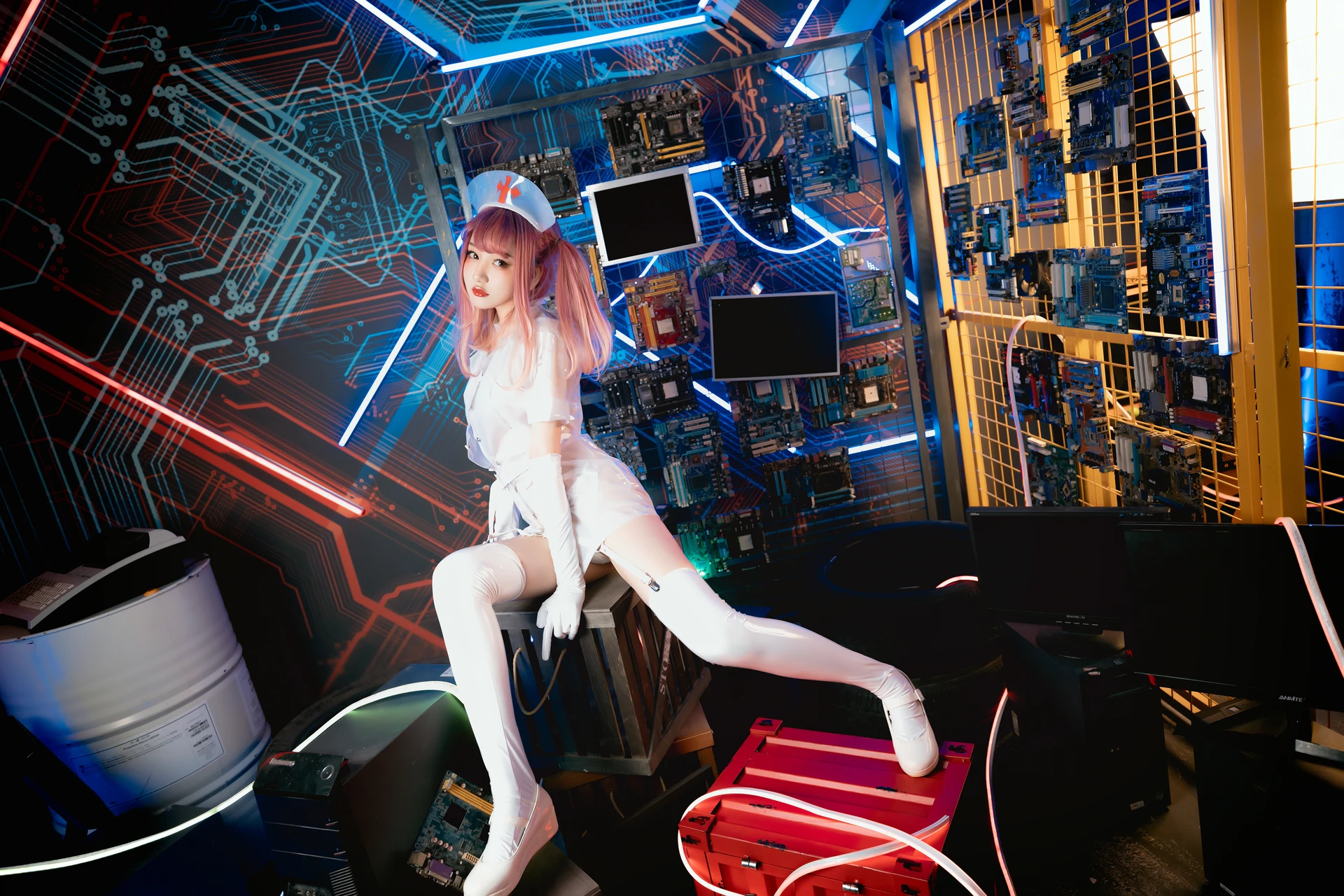 神楽坂真冬 第三季 序号1：《無色哲学》透明黑白护士双人 [150P3V-825MB]内衣, 双马尾, 护士, 神楽坂真冬, 美腿, 美足