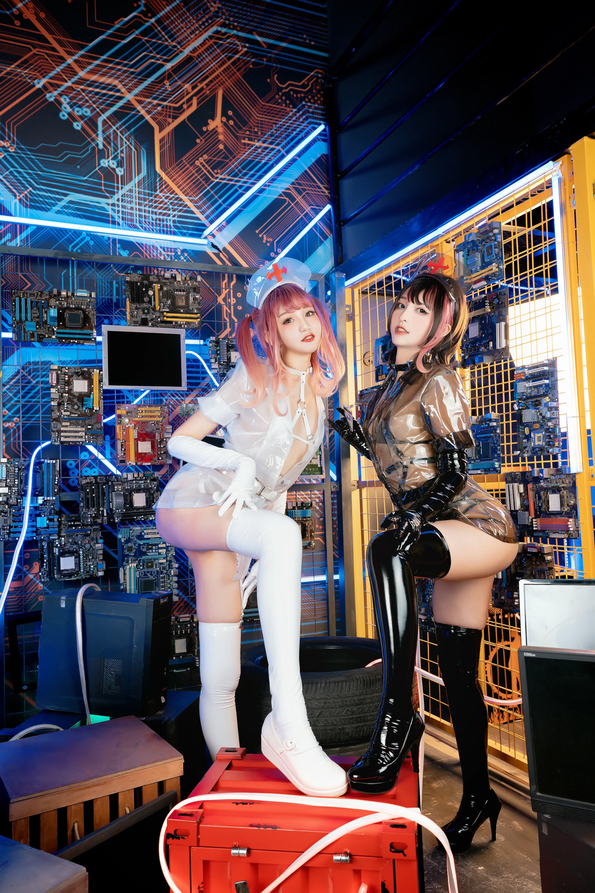 神楽坂真冬 第三季 序号1：《無色哲学》透明黑白护士双人 [150P3V-825MB]内衣, 双马尾, 护士, 神楽坂真冬, 美腿, 美足