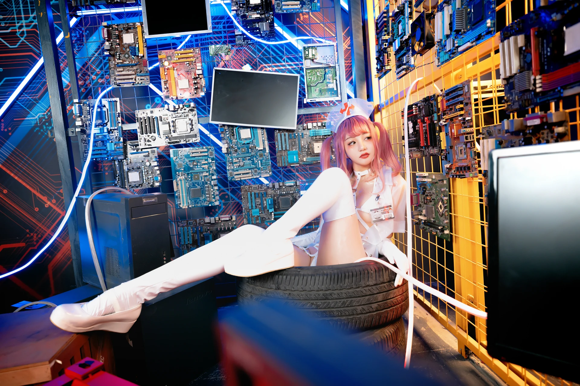 神楽坂真冬 第三季 序号1：《無色哲学》透明黑白护士双人 [150P3V-825MB]内衣, 双马尾, 护士, 神楽坂真冬, 美腿, 美足