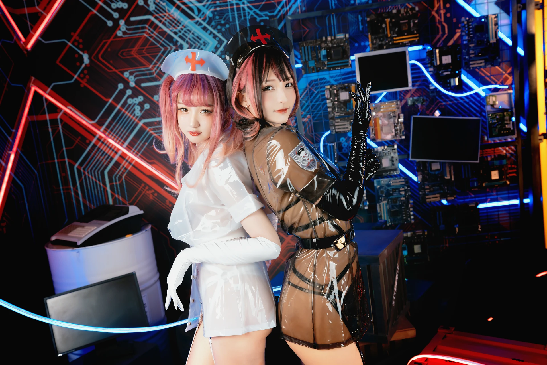 神楽坂真冬 第三季 序号1：《無色哲学》透明黑白护士双人 [150P3V-825MB]内衣, 双马尾, 护士, 神楽坂真冬, 美腿, 美足