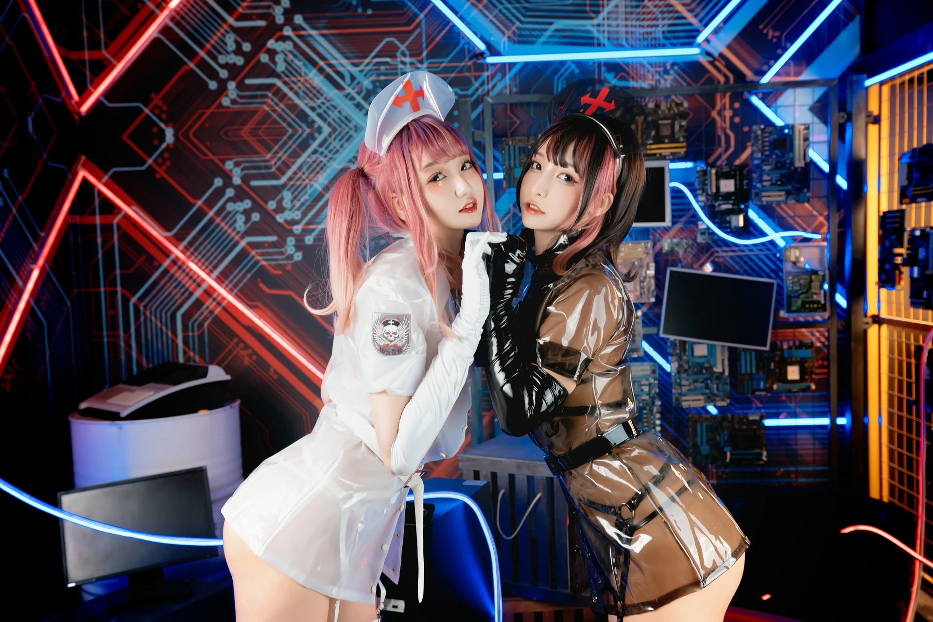 神楽坂真冬 第三季 序号1：《無色哲学》透明黑白护士双人 [150P3V-825MB]内衣, 双马尾, 护士, 神楽坂真冬, 美腿, 美足