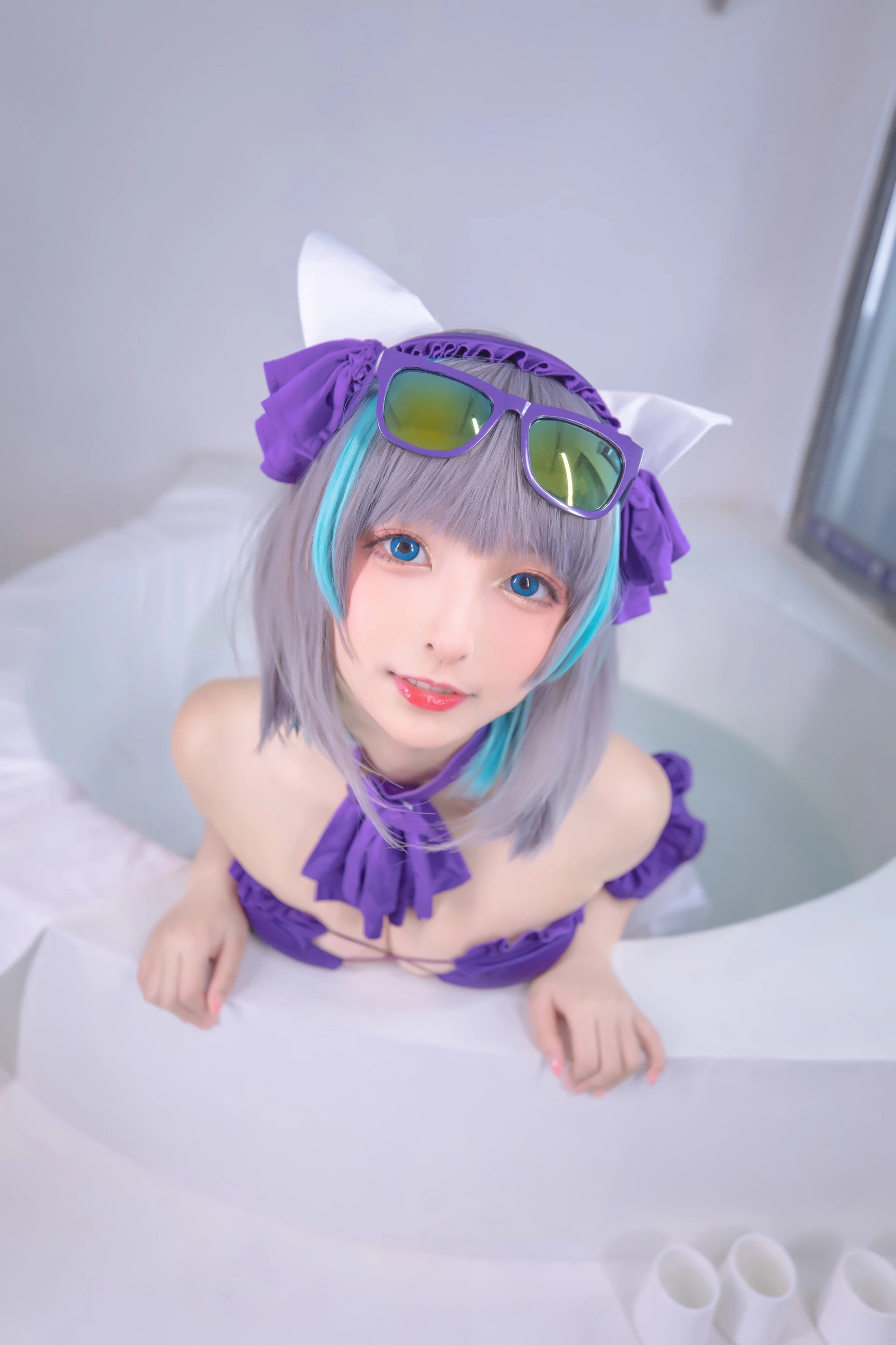 神楽坂真冬 第三季 序号28：柴郡cos《纯色庭院》 [150P2V-638MB]内衣, 泳装, 白丝, 神楽坂真冬, 美腿, 美足