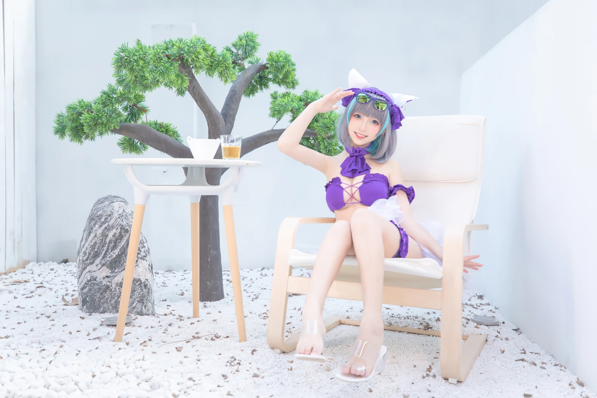 神楽坂真冬 第三季 序号28：柴郡cos《纯色庭院》 [150P2V-638MB]内衣, 泳装, 白丝, 神楽坂真冬, 美腿, 美足