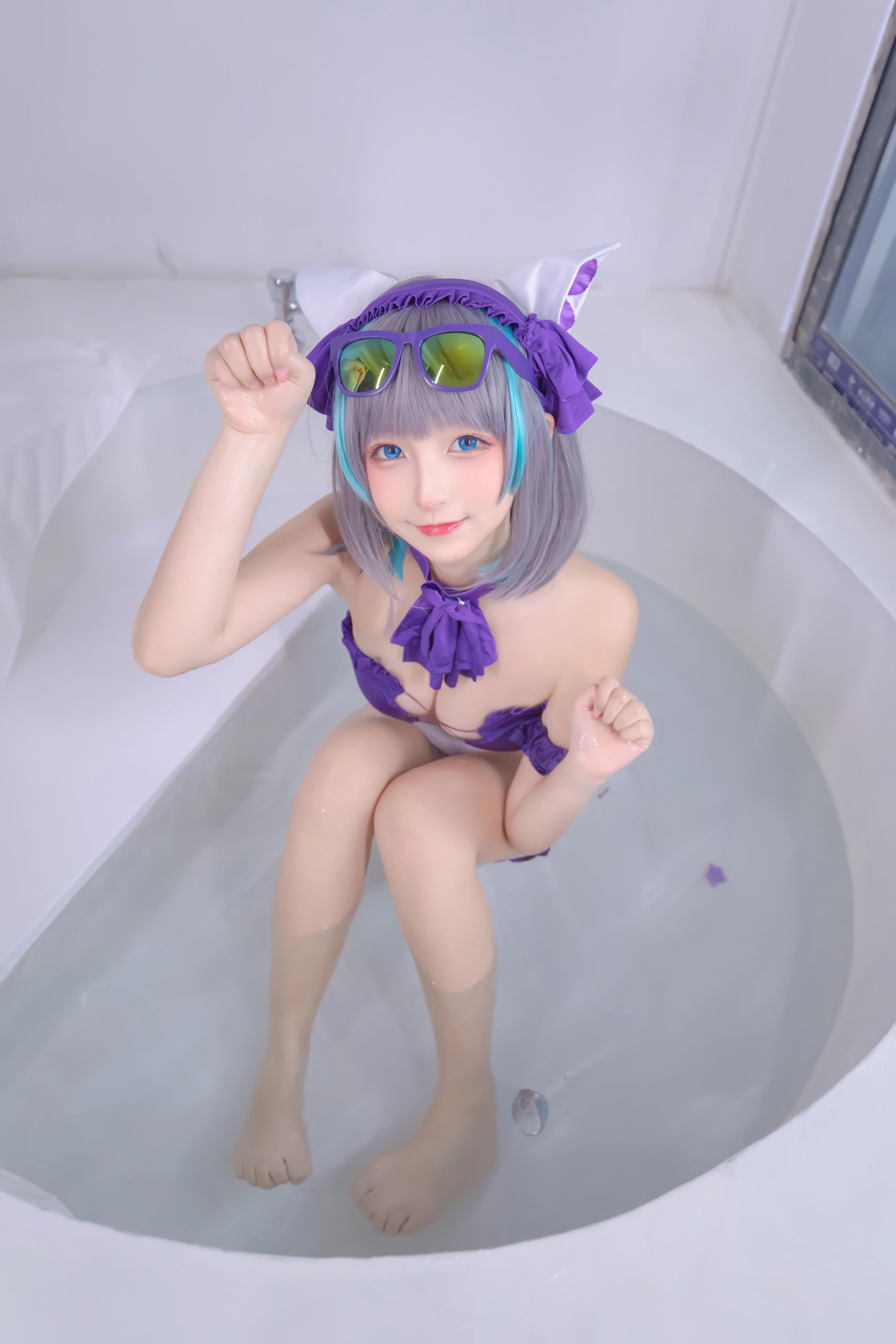 神楽坂真冬 第三季 序号28：柴郡cos《纯色庭院》 [150P2V-638MB]内衣, 泳装, 白丝, 神楽坂真冬, 美腿, 美足