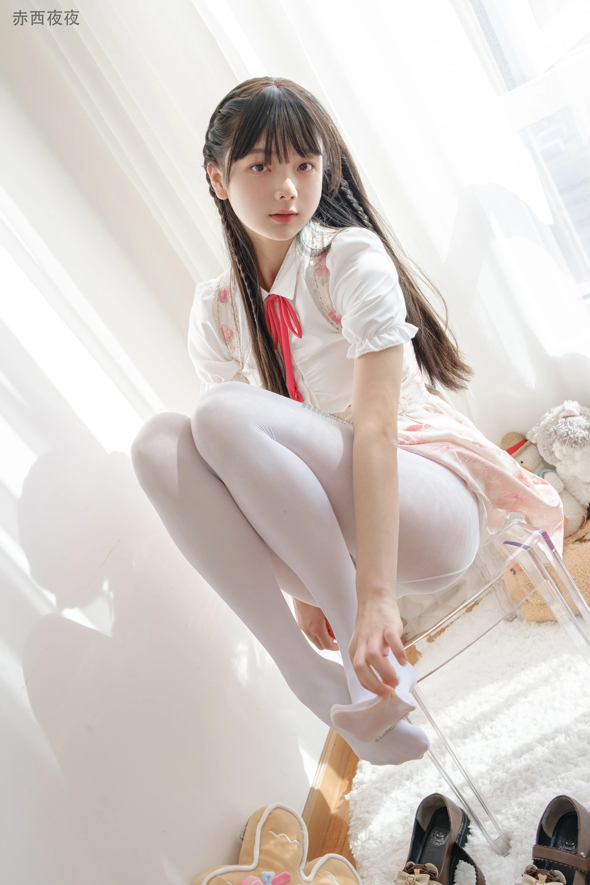 稚乖画册 晴空-07 赤西夜夜 双马尾白丝粉色JK 一亿像素 [81P1V-3.54GB]JK制服, 双马尾, 可爱, 晴空, 白丝, 稚乖画册, 美腿, 美足, 赤西夜夜